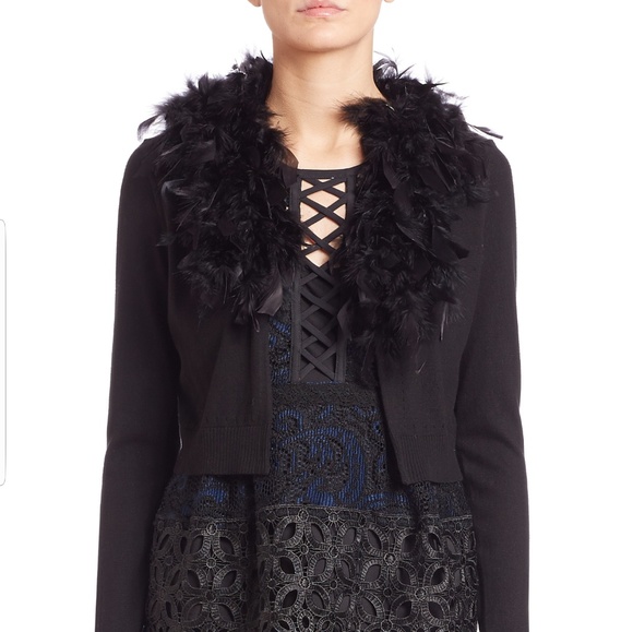 Nanette Lepore Sweaters - Nanette Lepore Black Feather Cardigan Sweater S